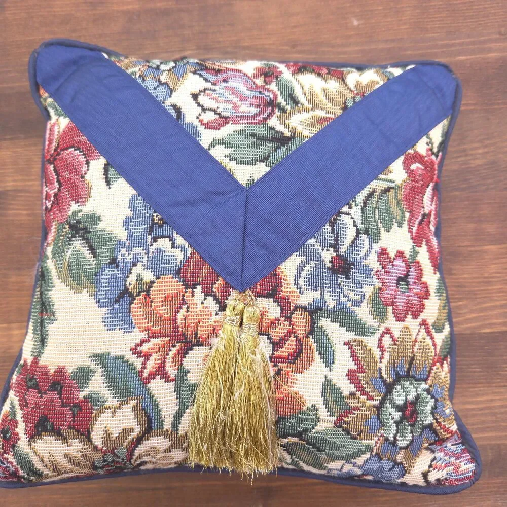 Vintage 1993 Floral Tapestry Pillow San Francisco Music Box Decor